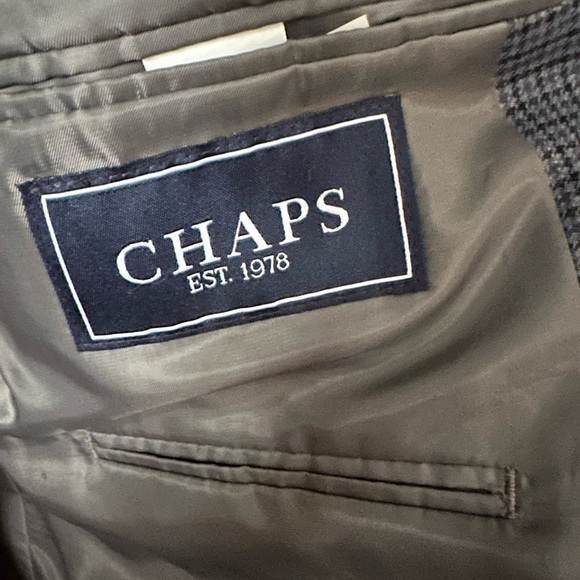 Chaps 48L‎ Sport Coat Navy Blue Plaid Poly Blend Two Button Lined. - Picture 7 of 14